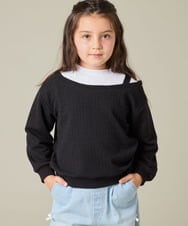 KJKAD03039 a.v.v KIDS(アー・ヴェ・ヴェ) [100-160]ポコポコレイヤード風トレーナー アイボリー