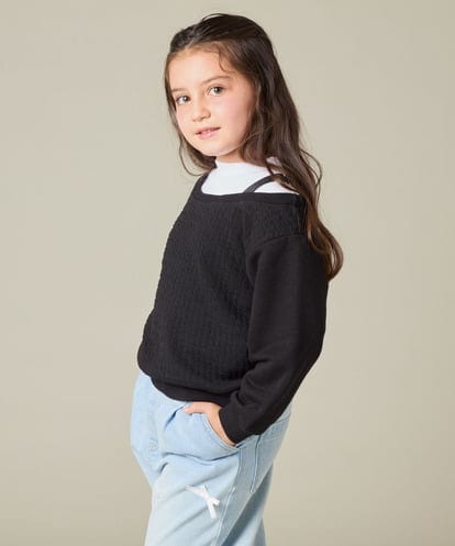 KJKAD03039 a.v.v KIDS [100-160]ポコポコレイヤード風トレーナー