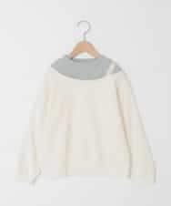 KJKAD03039 a.v.v KIDS(アー・ヴェ・ヴェ) [120-160]【アシンメトリー/オフショル】ポコポコレイヤード風トレーナー アイボリー