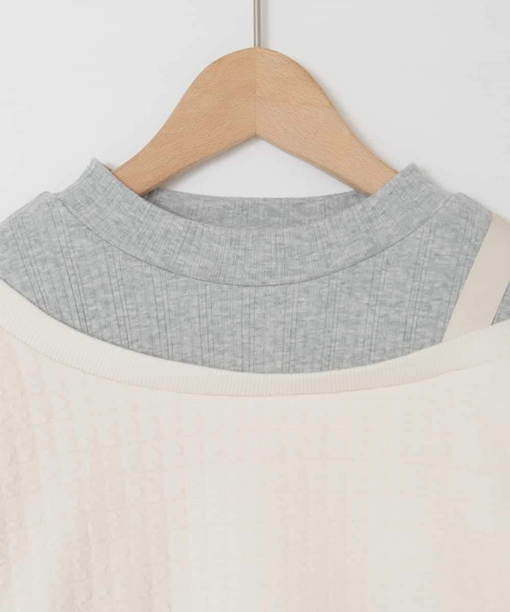 KJKAD03039 a.v.v KIDS(アー・ヴェ・ヴェ) [120-160]【アシンメトリー/オフショル】ポコポコレイヤード風トレーナー アイボリー