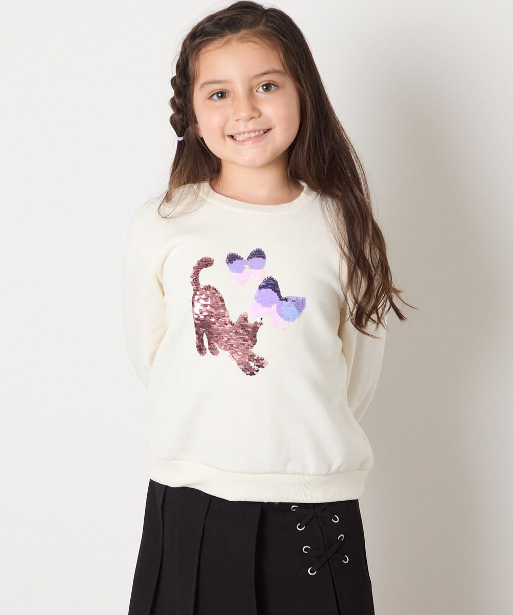 KJKAD04029 a.v.v KIDS(アー・ヴェ・ヴェ) [100-160]【裏起毛】アソートモチーフトレーナー ラベンダー