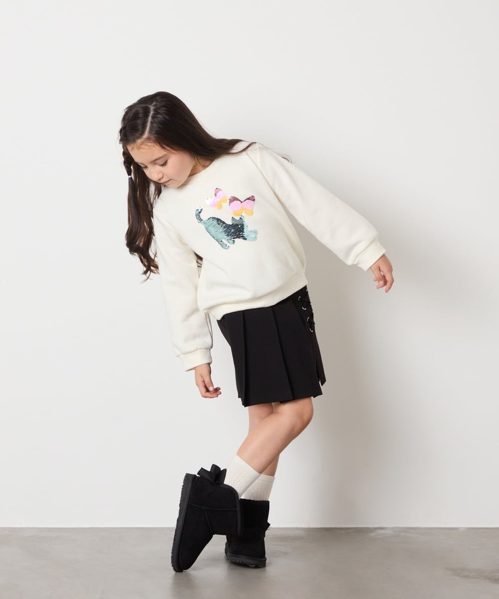 KJKAD04029 a.v.v KIDS(アー・ヴェ・ヴェ) [100-160]【裏起毛】アソートモチーフトレーナー ラベンダー