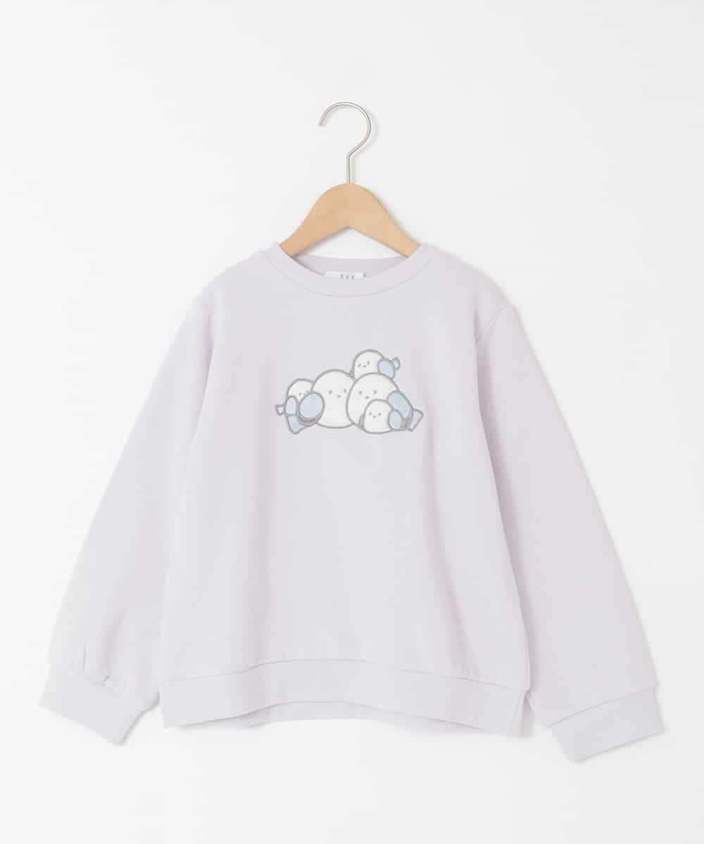 KJKAD04029 a.v.v KIDS(アー・ヴェ・ヴェ) [110-130]【裏起毛/シマエナガ ふわふわアップリケ/ネコ リバーシブルスパンコール】アソートモチーフトレーナー ラベンダー