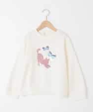 KJKAD04029 a.v.v KIDS(アー・ヴェ・ヴェ) [110-130]【裏起毛/シマエナガ ふわふわアップリケ/ネコ リバーシブルスパンコール】アソートモチーフトレーナー アイボリー