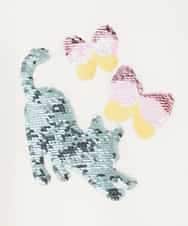 KJKAD04029 a.v.v KIDS(アー・ヴェ・ヴェ) [110-130]【裏起毛/シマエナガ ふわふわアップリケ/ネコ リバーシブルスパンコール】アソートモチーフトレーナー アイボリー