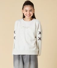 KJKAD36026 a.v.v KIDS(アー・ヴェ・ヴェ) [120-160]レースアップスリーブトレーナー ライトブルー