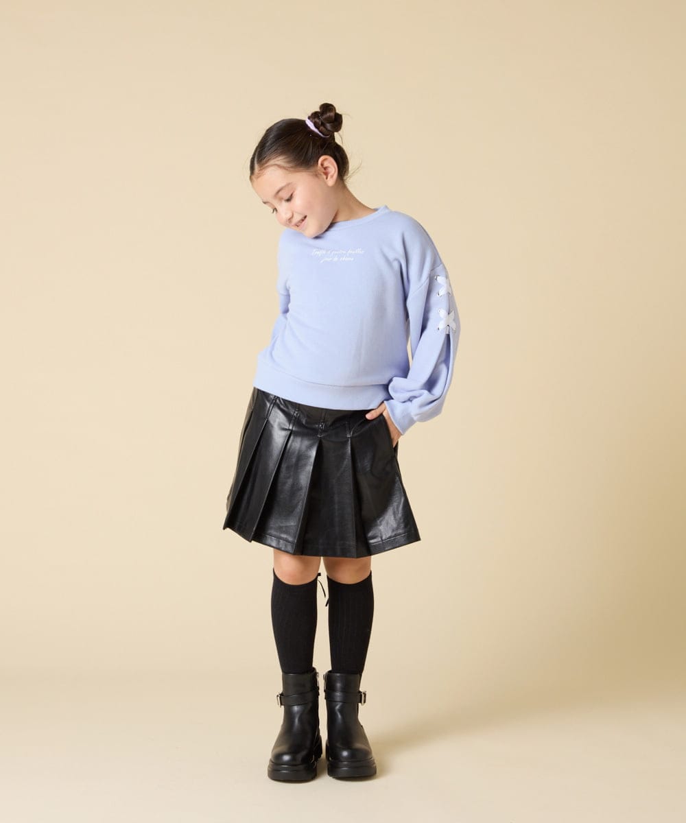 KJKAD36026 a.v.v KIDS(アー・ヴェ・ヴェ) [120-160]レースアップスリーブトレーナー ライトブルー