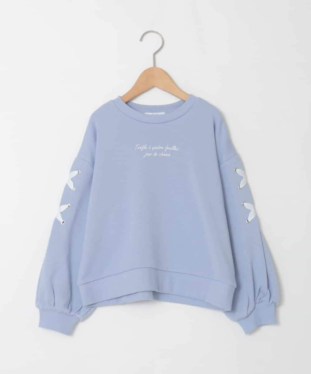 KJKAD36026 a.v.v KIDS(アー・ヴェ・ヴェ) [120-160]レースアップスリーブトレーナー ライトブルー