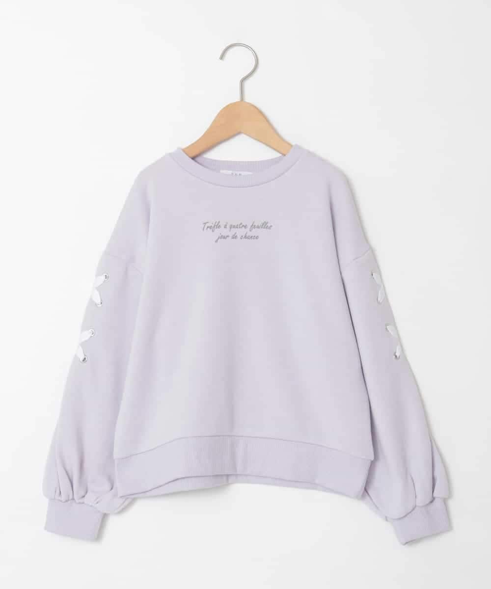 KJKAD36026 a.v.v KIDS(アー・ヴェ・ヴェ) [120-160]レースアップスリーブトレーナー ラベンダー