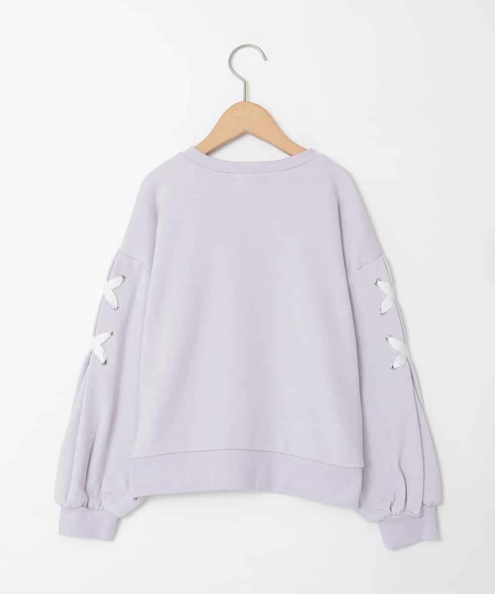 KJKAD36026 a.v.v KIDS(アー・ヴェ・ヴェ) [120-160]レースアップスリーブトレーナー ラベンダー