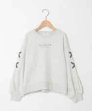 KJKAD36026 a.v.v KIDS(アー・ヴェ・ヴェ) [120-160]レースアップスリーブトレーナー ライトグレー