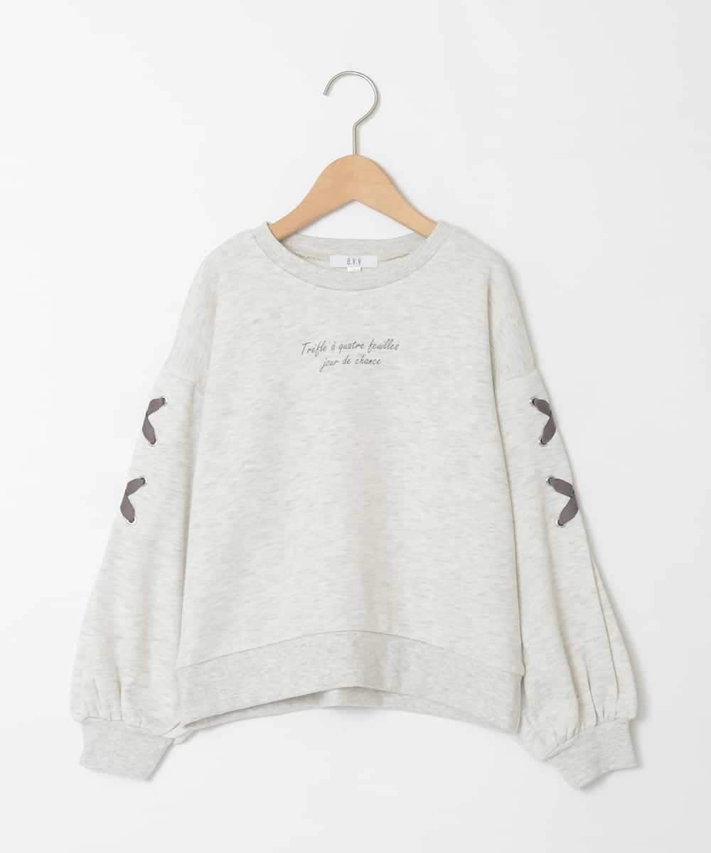 KJKAD36026 a.v.v KIDS(アー・ヴェ・ヴェ) [120-160]レースアップスリーブトレーナー ライトグレー