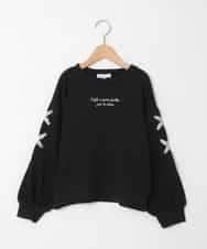 KJKAD36026 a.v.v KIDS(アー・ヴェ・ヴェ) [120-160]レースアップスリーブトレーナー ブラック