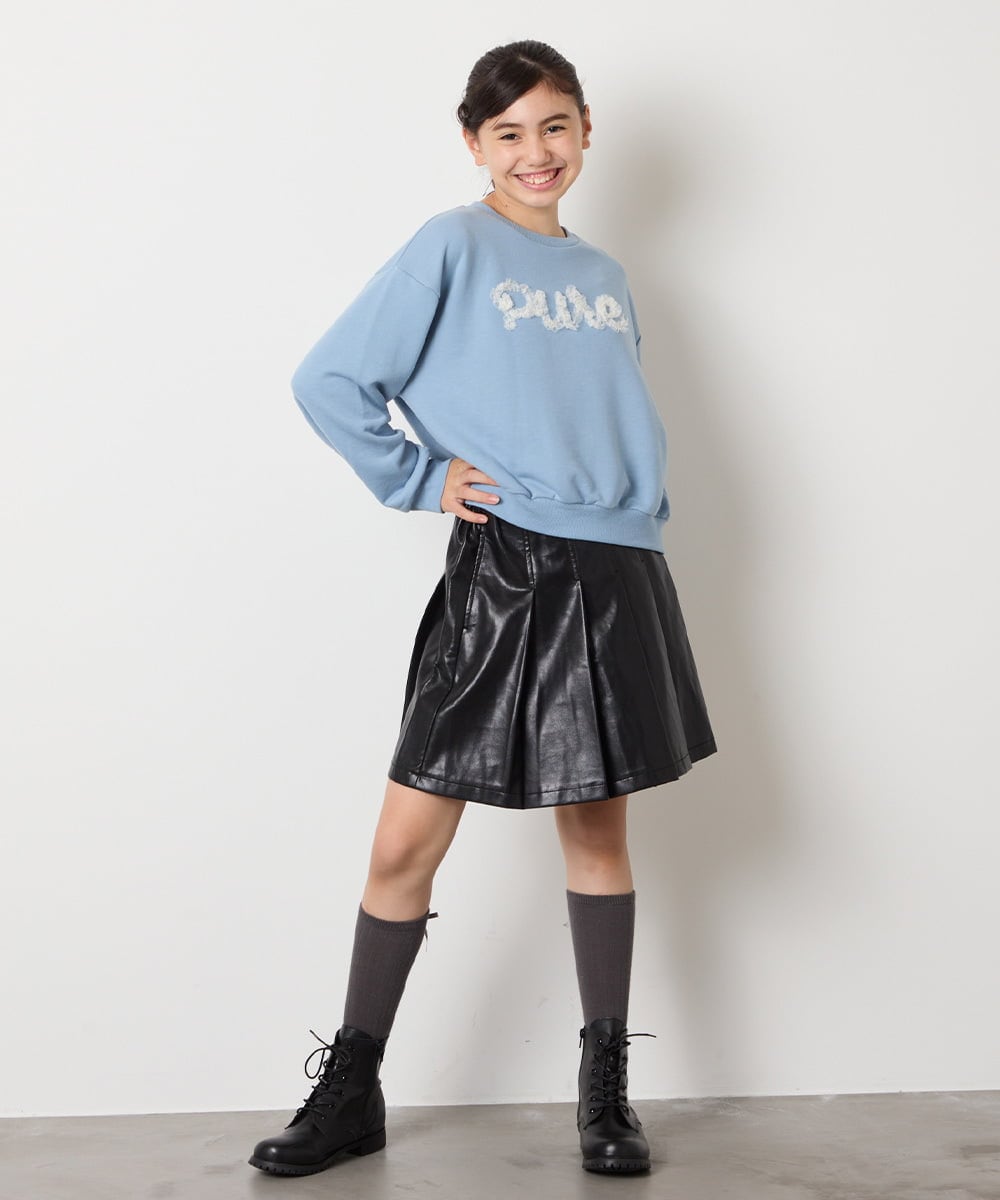 KJKAD49018 a.v.v KIDS(アー・ヴェ・ヴェ) [100-160]【WEB限定商品】チュールロゴトレーナー ピンク