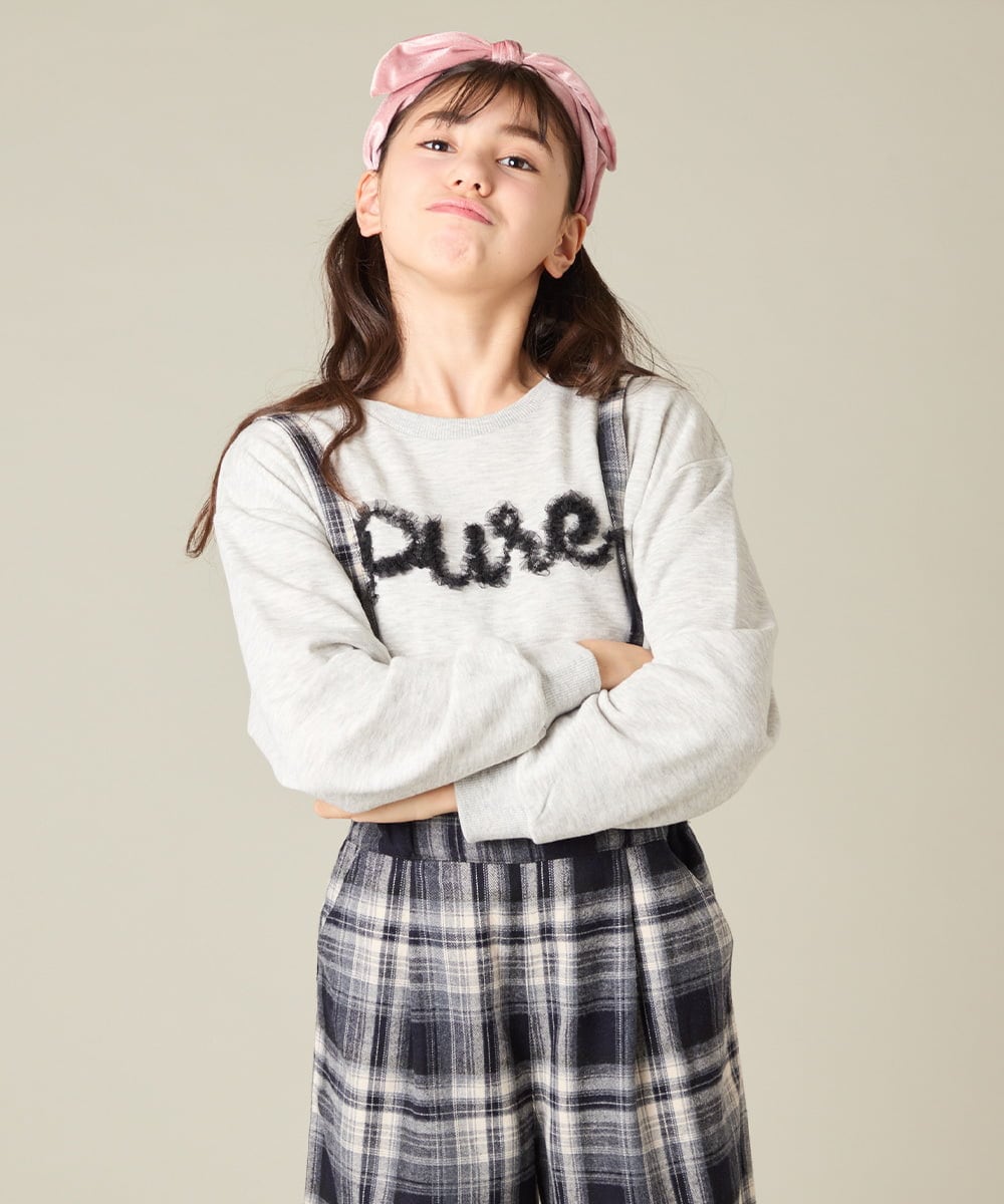 KJKAD49018 a.v.v KIDS(アー・ヴェ・ヴェ) [100-160]【WEB限定商品】チュールロゴトレーナー ピンク