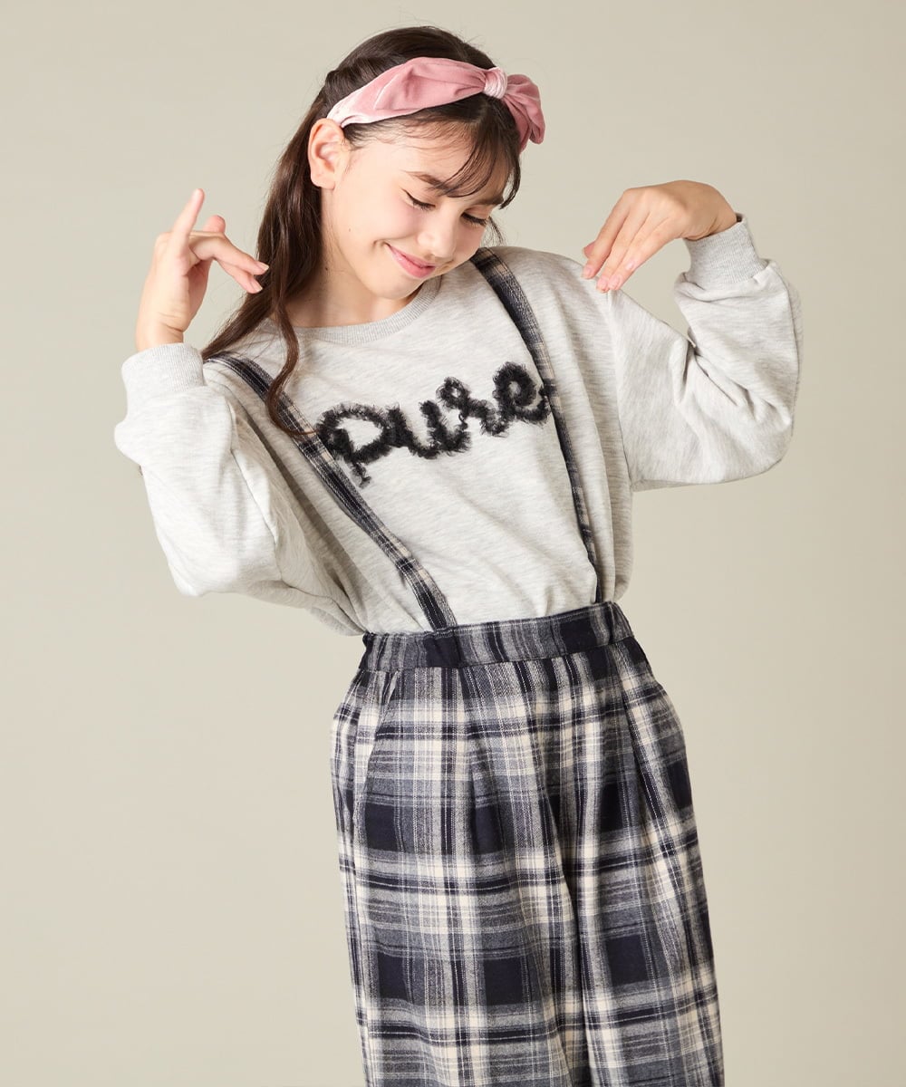 KJKAD49018 a.v.v KIDS(アー・ヴェ・ヴェ) [100-160]【WEB限定商品】チュールロゴトレーナー ピンク