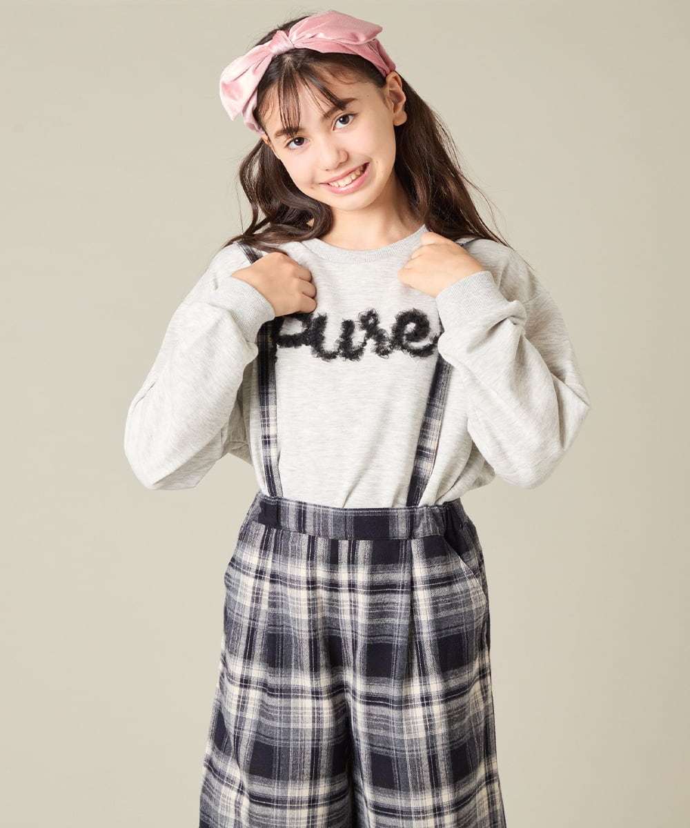 KJKAD49018 a.v.v KIDS(アー・ヴェ・ヴェ) [100-160]【WEB限定商品】チュールロゴトレーナー ピンク