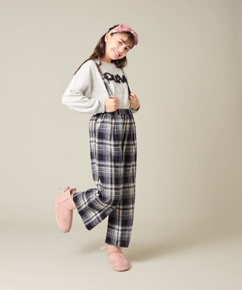 KJKAD49018 a.v.v KIDS(アー・ヴェ・ヴェ) [100-160]【WEB限定商品】チュールロゴトレーナー ピンク