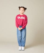 KJKAD49018 a.v.v KIDS(アー・ヴェ・ヴェ) [100-160]【WEB限定商品】チュールロゴトレーナー ピンク