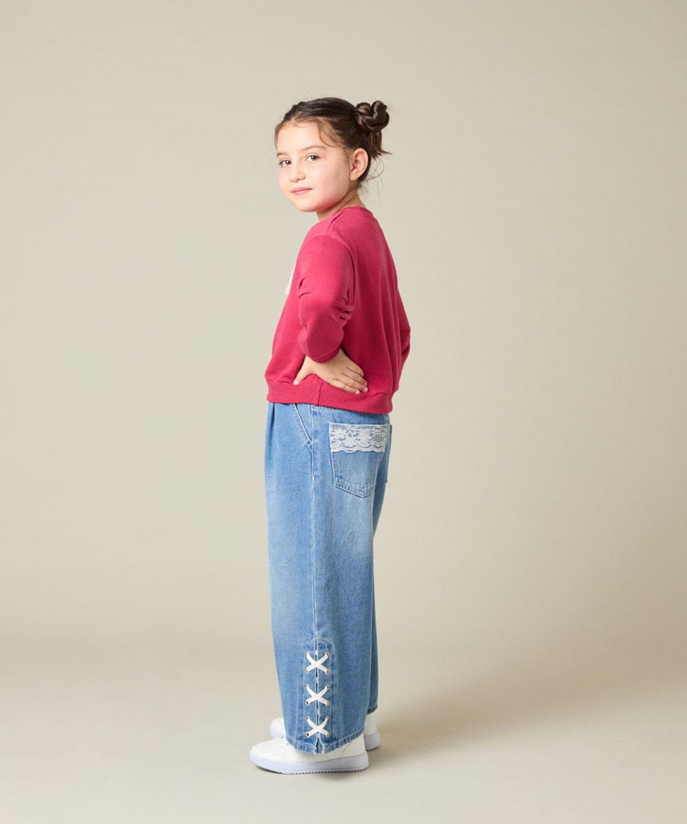 KJKAD49018 a.v.v KIDS(アー・ヴェ・ヴェ) [100-160]【WEB限定商品】チュールロゴトレーナー ピンク