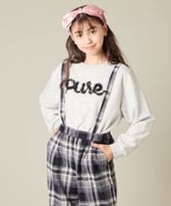 KJKAD49018 a.v.v KIDS(アー・ヴェ・ヴェ) [100-160]【WEB限定商品】チュールロゴトレーナー グレー