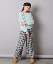 KJKAD50022 a.v.v KIDS(アー・ヴェ・ヴェ) [100-160]【WEB限定商品】【裏起毛】チュールスリーブクロップドトレーナー ダークグレー