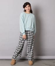KJKAD50022 a.v.v KIDS(アー・ヴェ・ヴェ) [100-160]【WEB限定商品】【裏起毛】チュールスリーブクロップドトレーナー ダークグレー