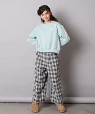 KJKAD50022 a.v.v KIDS(アー・ヴェ・ヴェ) [100-160]【WEB限定商品】【裏起毛】チュールスリーブクロップドトレーナー ダークグレー