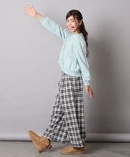 KJKAD50022 a.v.v KIDS(アー・ヴェ・ヴェ) [100-160]【WEB限定商品】【裏起毛】チュールスリーブクロップドトレーナー ダークグレー