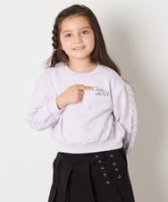 KJKAD50022 a.v.v KIDS(アー・ヴェ・ヴェ) [100-160]【WEB限定商品】【裏起毛】チュールスリーブクロップドトレーナー ダークグレー