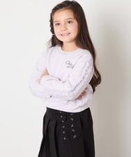 KJKAD50022 a.v.v KIDS(アー・ヴェ・ヴェ) [100-160]【WEB限定商品】【裏起毛】チュールスリーブクロップドトレーナー ダークグレー