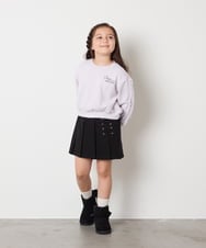 KJKAD50022 a.v.v KIDS(アー・ヴェ・ヴェ) [100-160]【WEB限定商品】【裏起毛】チュールスリーブクロップドトレーナー ダークグレー