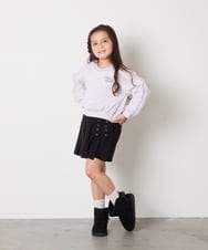 KJKAD50022 a.v.v KIDS(アー・ヴェ・ヴェ) [100-160]【WEB限定商品】【裏起毛】チュールスリーブクロップドトレーナー ダークグレー