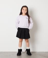 KJKAD50022 a.v.v KIDS(アー・ヴェ・ヴェ) [100-160]【WEB限定商品】【裏起毛】チュールスリーブクロップドトレーナー ダークグレー