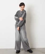 KJKAD50022 a.v.v KIDS(アー・ヴェ・ヴェ) [100-160]【WEB限定商品】【裏起毛】チュールスリーブクロップドトレーナー ダークグレー