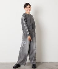 KJKAD50022 a.v.v KIDS(アー・ヴェ・ヴェ) [100-160]【WEB限定商品】【裏起毛】チュールスリーブクロップドトレーナー ダークグレー