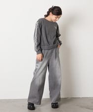 KJKAD50022 a.v.v KIDS(アー・ヴェ・ヴェ) [100-160]【WEB限定商品】【裏起毛】チュールスリーブクロップドトレーナー ダークグレー