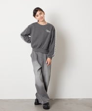 KJKAD50022 a.v.v KIDS(アー・ヴェ・ヴェ) [100-160]【WEB限定商品】【裏起毛】チュールスリーブクロップドトレーナー ダークグレー
