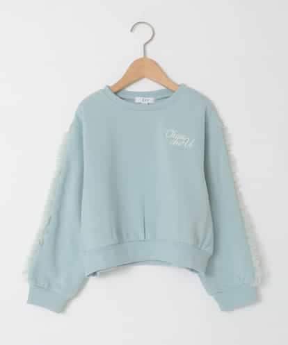 KJKAD50022 a.v.v KIDS [100-160]【WEB限定商品】【裏起毛】チュールスリーブクロップドトレーナー