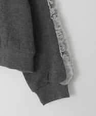 KJKAD50022 a.v.v KIDS(アー・ヴェ・ヴェ) [100-160]【WEB限定商品/裏起毛/チュールフリル/ワンポイント刺繍/クロップド丈】チュールスリーブクロップドトレーナー ダークグレー