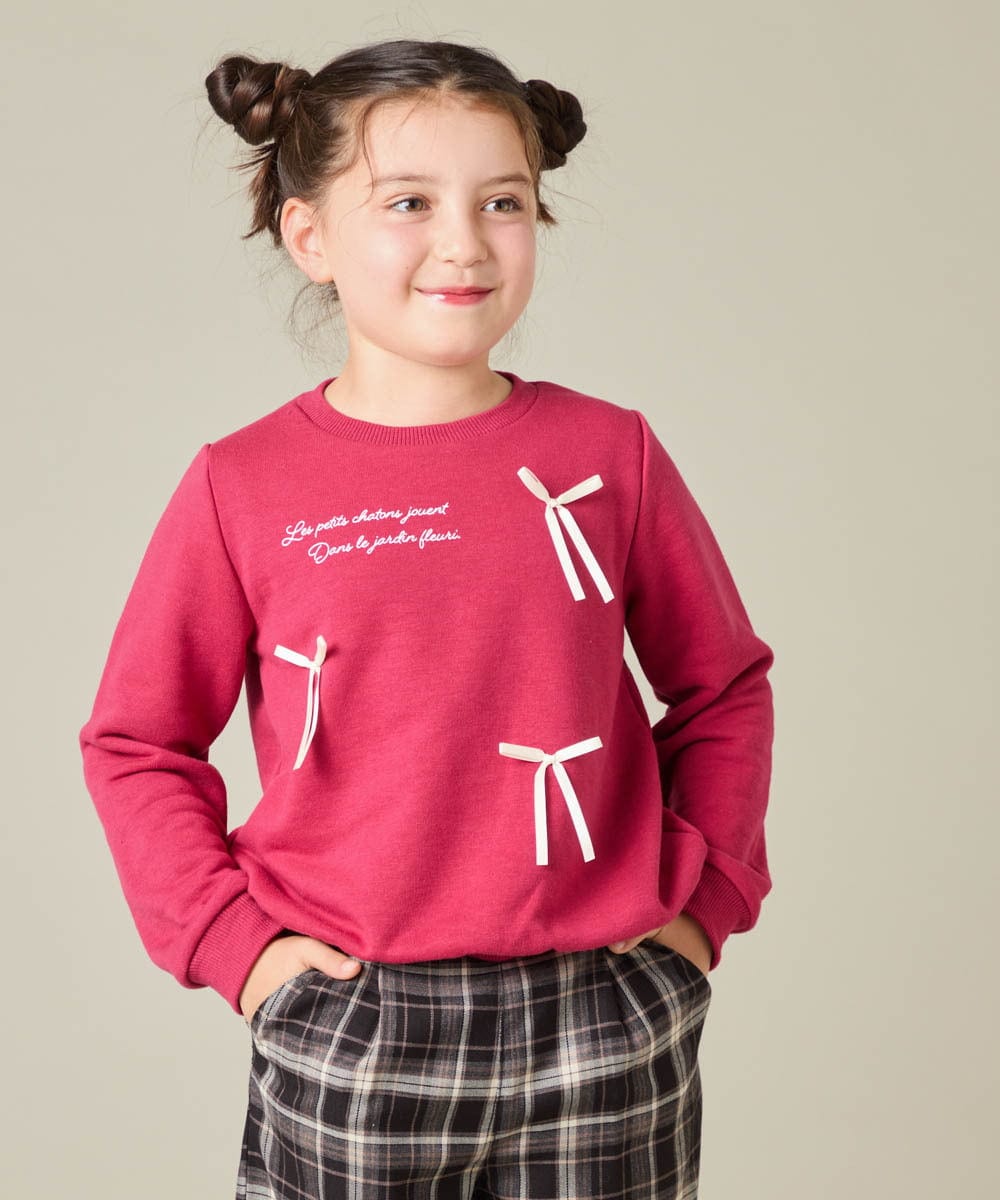 KJKAD51018 a.v.v KIDS(アー・ヴェ・ヴェ) [100-160]【WEB限定商品】リボン付きロゴトレーナー ライトブルー