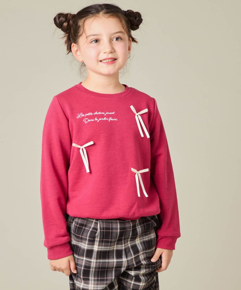KJKAD51018 a.v.v KIDS(アー・ヴェ・ヴェ) [100-160]【WEB限定商品】リボン付きロゴトレーナー ライトブルー