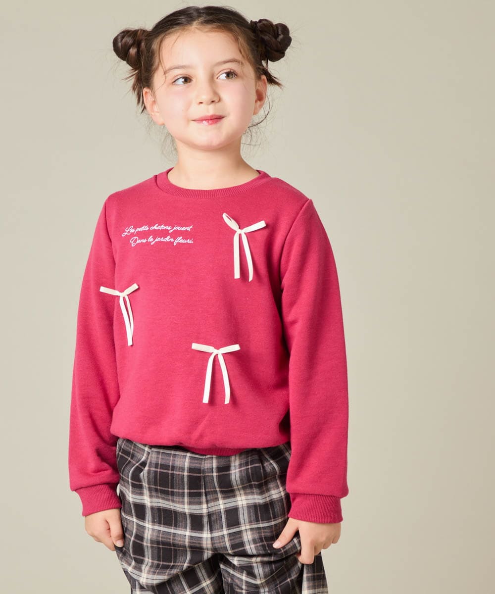 KJKAD51018 a.v.v KIDS(アー・ヴェ・ヴェ) [100-160]【WEB限定商品】リボン付きロゴトレーナー ライトブルー