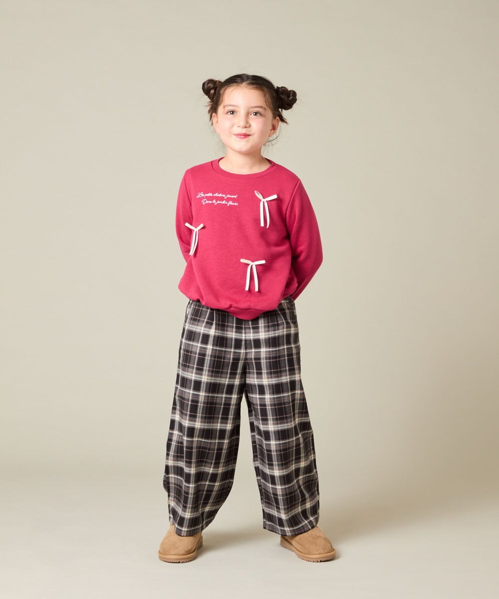 KJKAD51018 a.v.v KIDS(アー・ヴェ・ヴェ) [100-160]【WEB限定商品】リボン付きロゴトレーナー ライトブルー