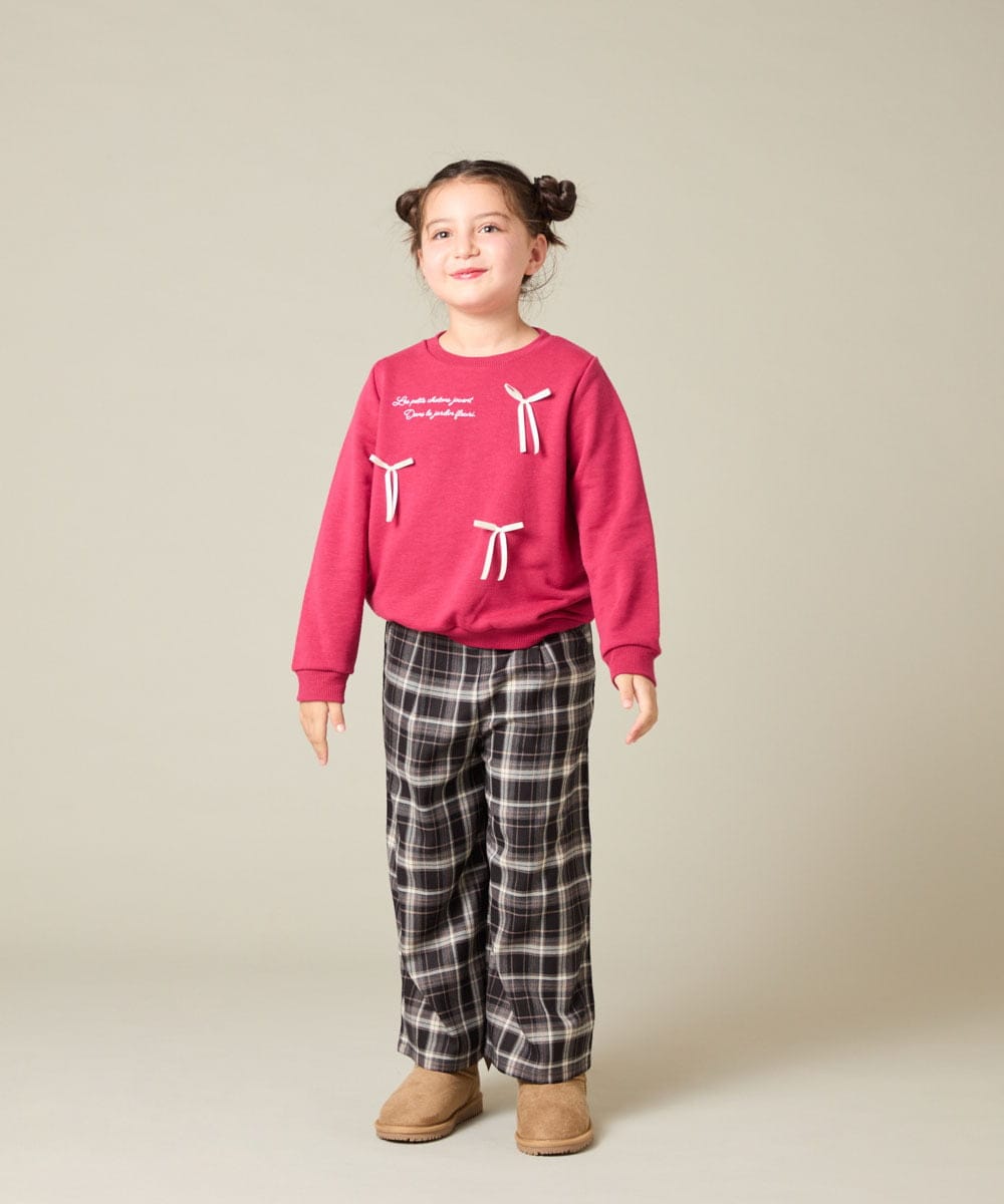 KJKAD51018 a.v.v KIDS(アー・ヴェ・ヴェ) [100-160]【WEB限定商品】リボン付きロゴトレーナー ライトブルー