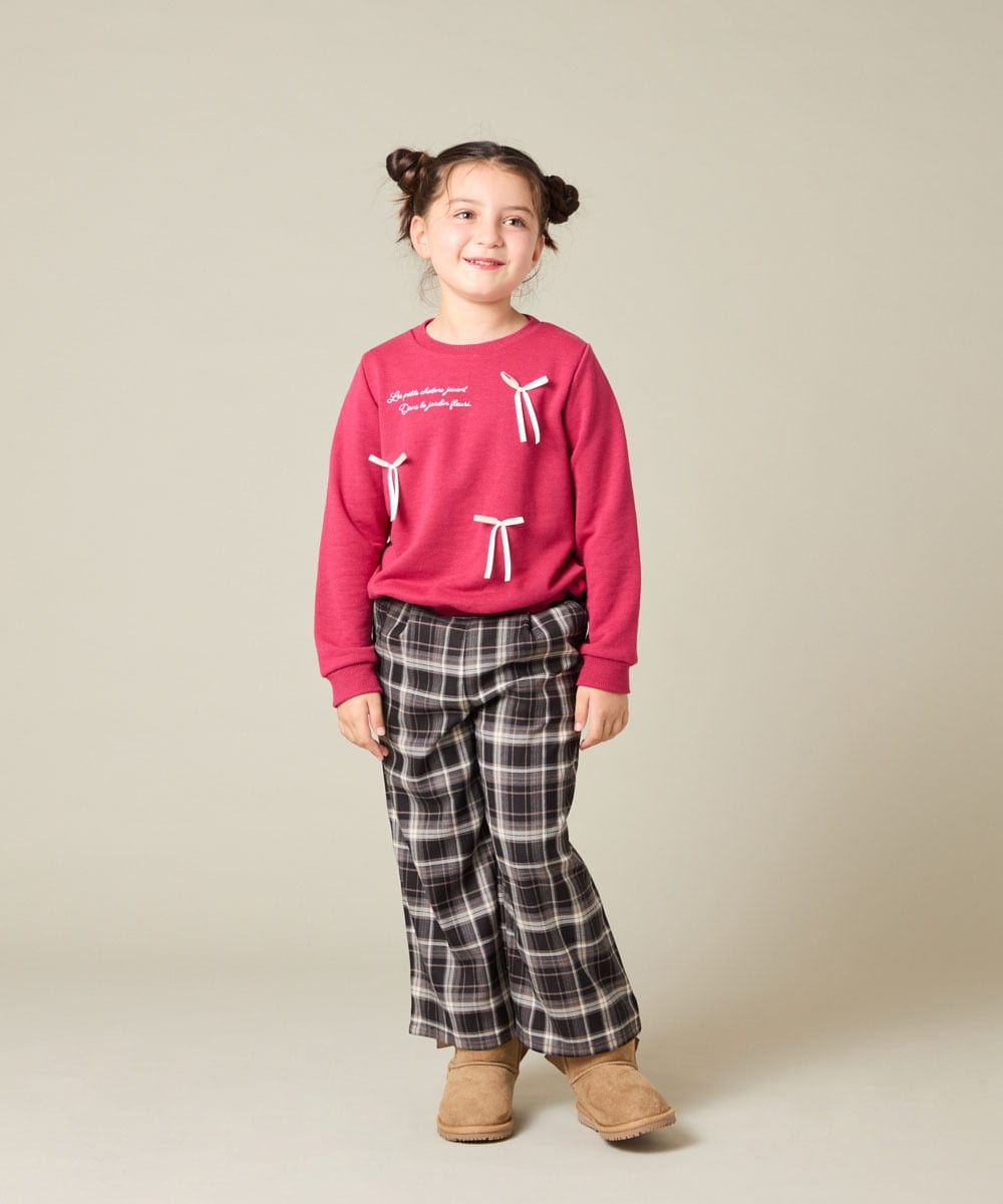 KJKAD51018 a.v.v KIDS(アー・ヴェ・ヴェ) [100-160]【WEB限定商品】リボン付きロゴトレーナー ライトブルー
