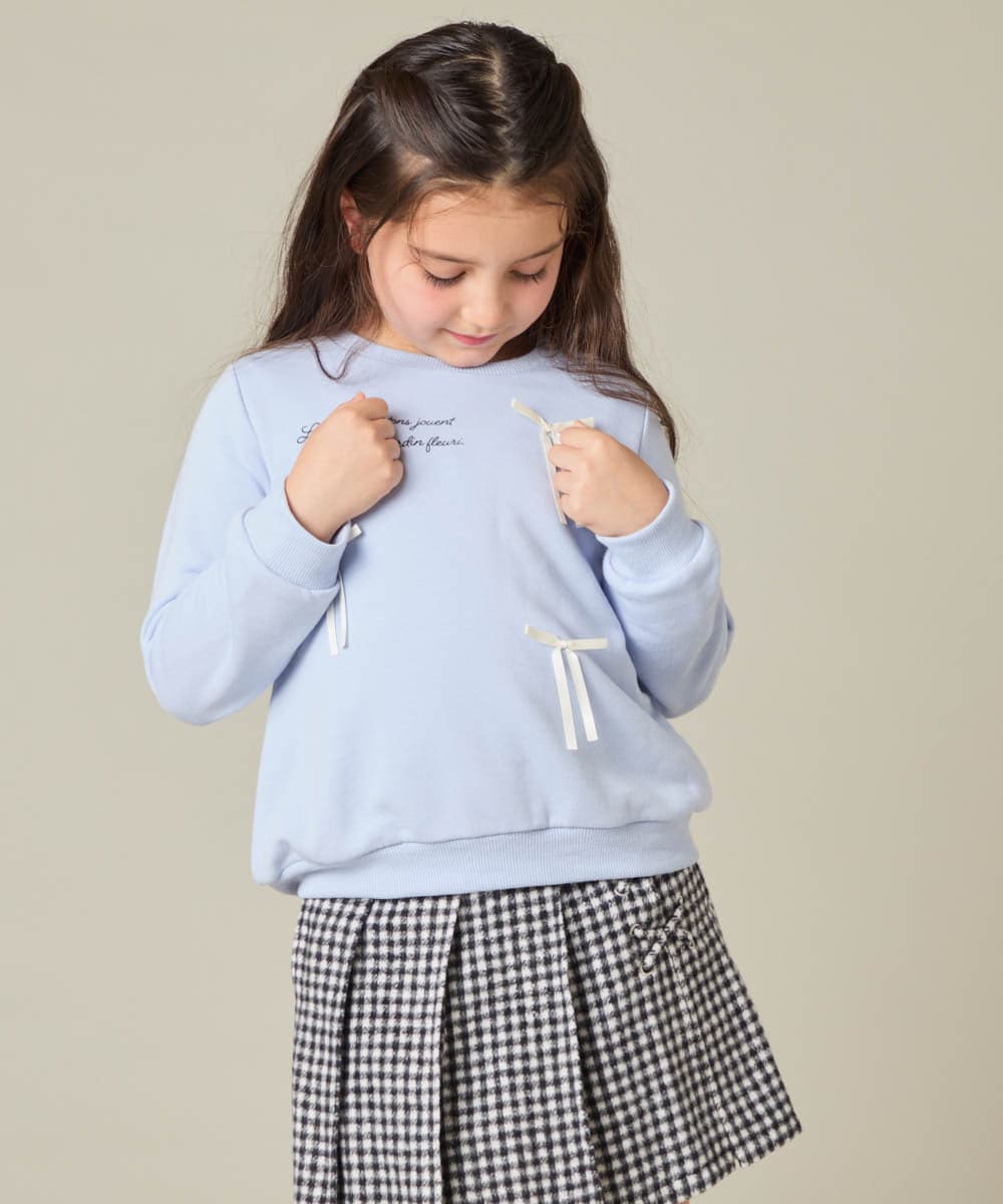 KJKAD51018 a.v.v KIDS(アー・ヴェ・ヴェ) [100-160]【WEB限定商品】リボン付きロゴトレーナー ライトブルー