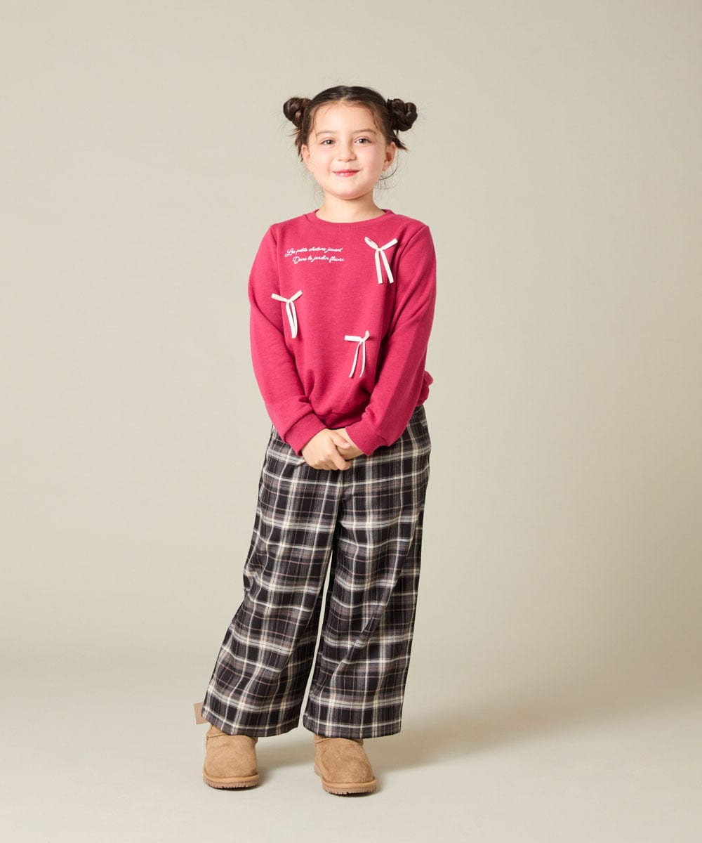 KJKAD51018 a.v.v KIDS(アー・ヴェ・ヴェ) [100-160]【WEB限定商品】リボン付きロゴトレーナー ライトブルー