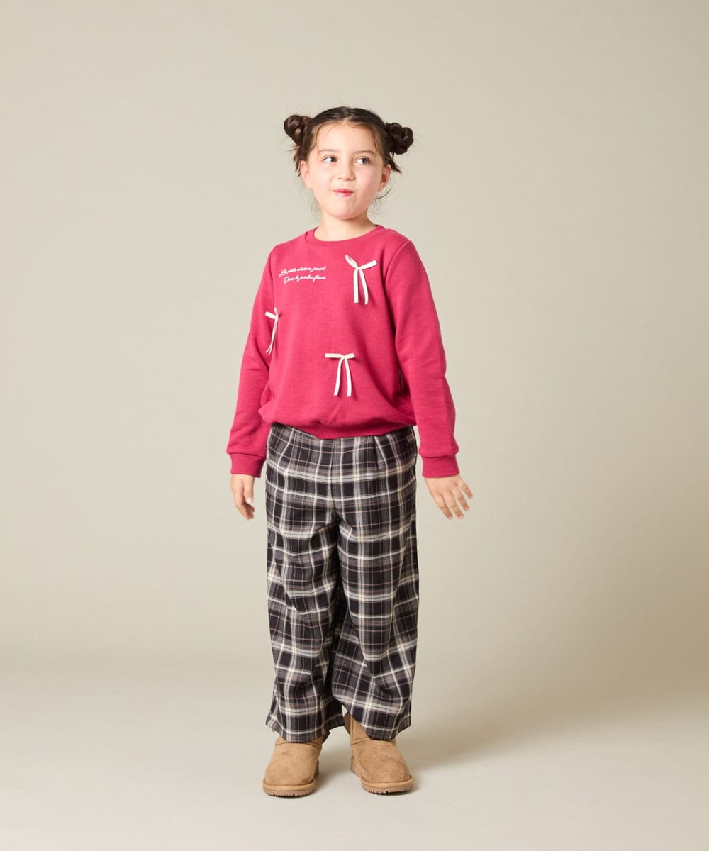 KJKAD51018 a.v.v KIDS(アー・ヴェ・ヴェ) [100-160]【WEB限定商品】リボン付きロゴトレーナー ライトブルー