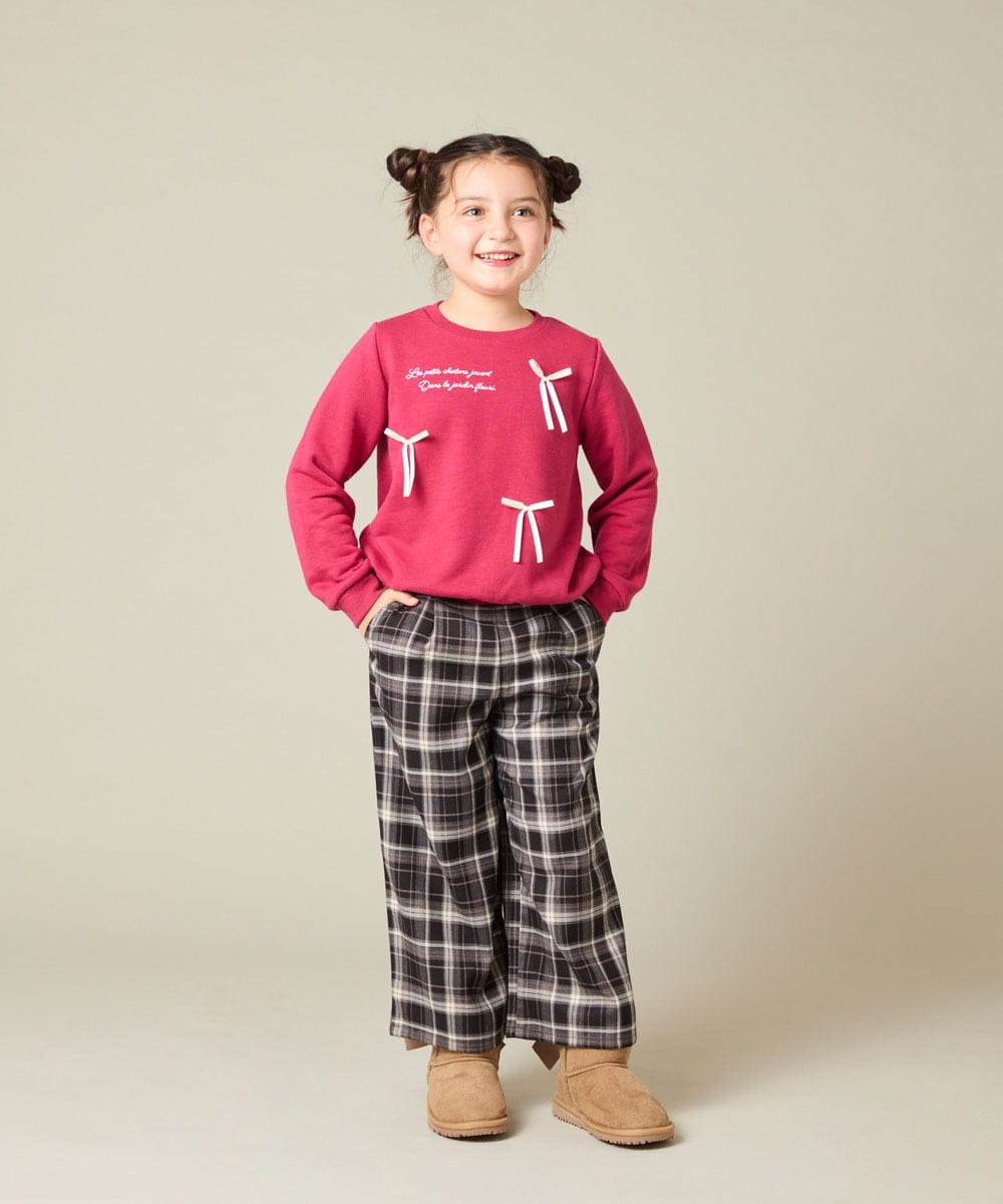 KJKAD51018 a.v.v KIDS(アー・ヴェ・ヴェ) [100-160]【WEB限定商品】リボン付きロゴトレーナー ライトブルー